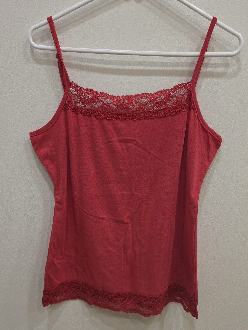 Maurices Pink Lace-Trim Spaghetti Strap Camisole Top